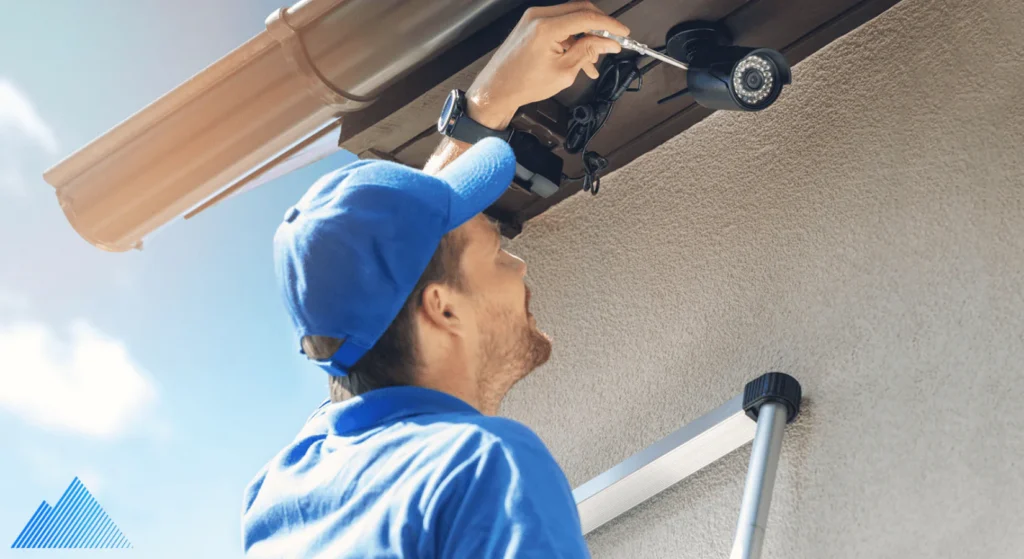 Technician Installing Security Camera
